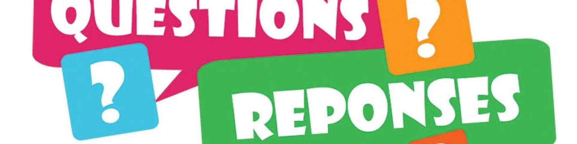 Tres burbujas de diálogo coloridas con las palabras preguntas y respuestas