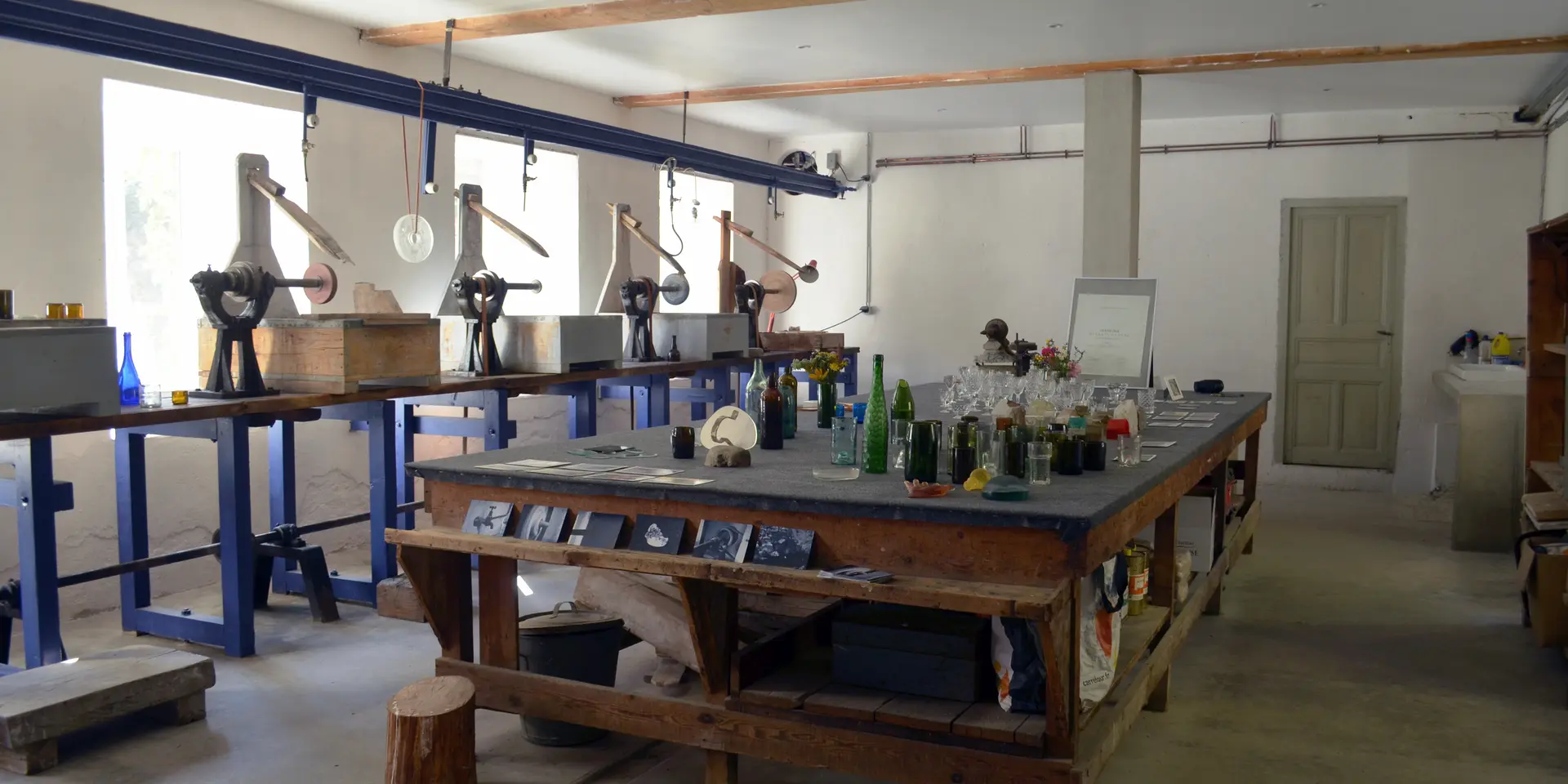 Workshop with industrial machines and work tools