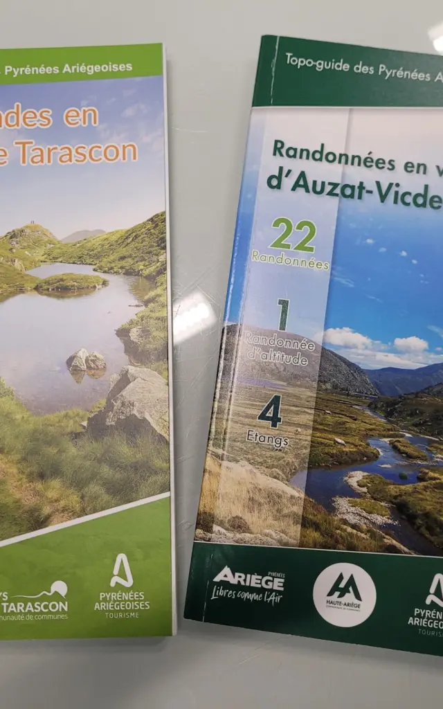 Deux guides de randonnée posés sur une surface blanche